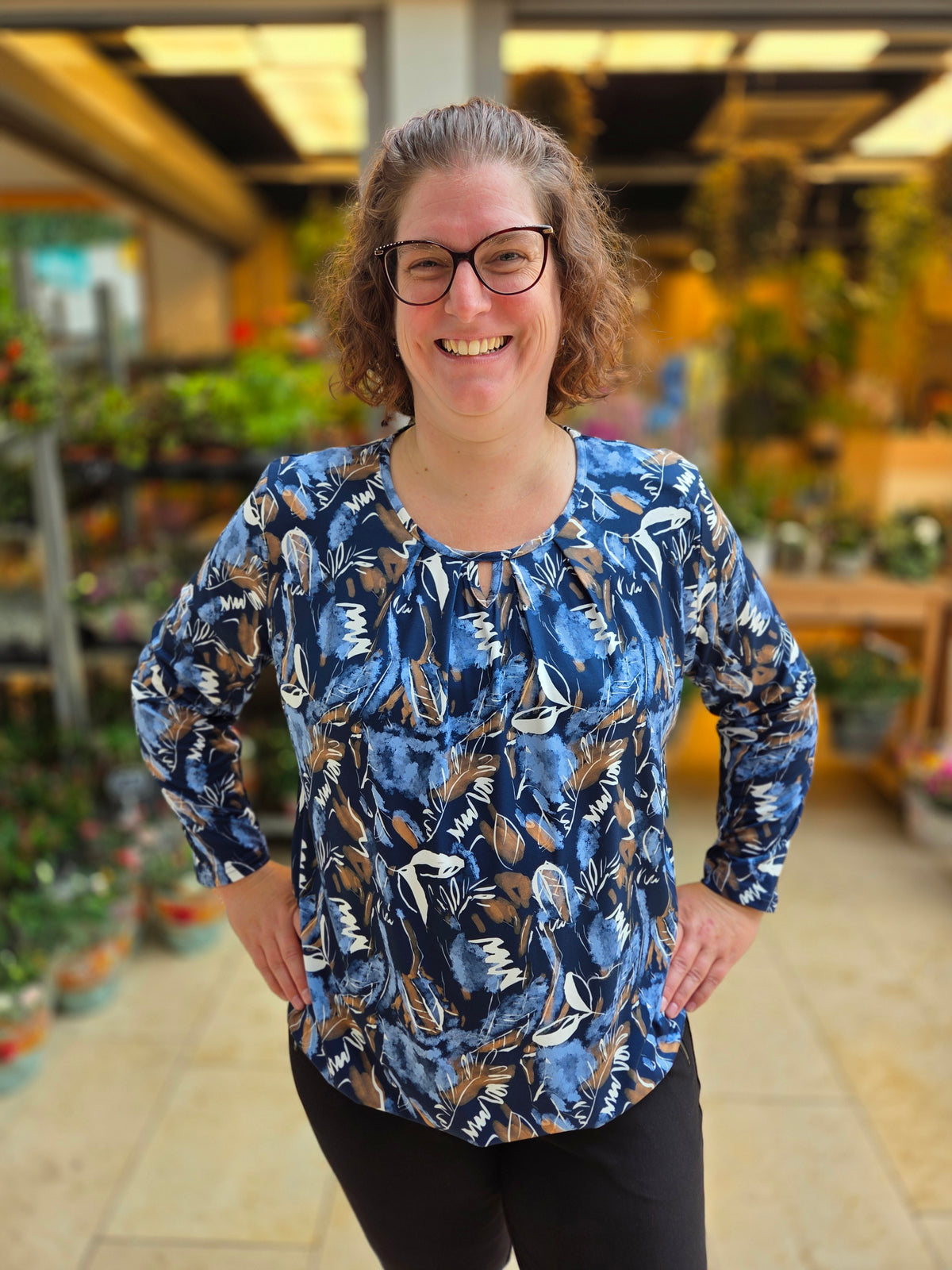 Blouson lange mouw met elastiek - Blauw Sofie