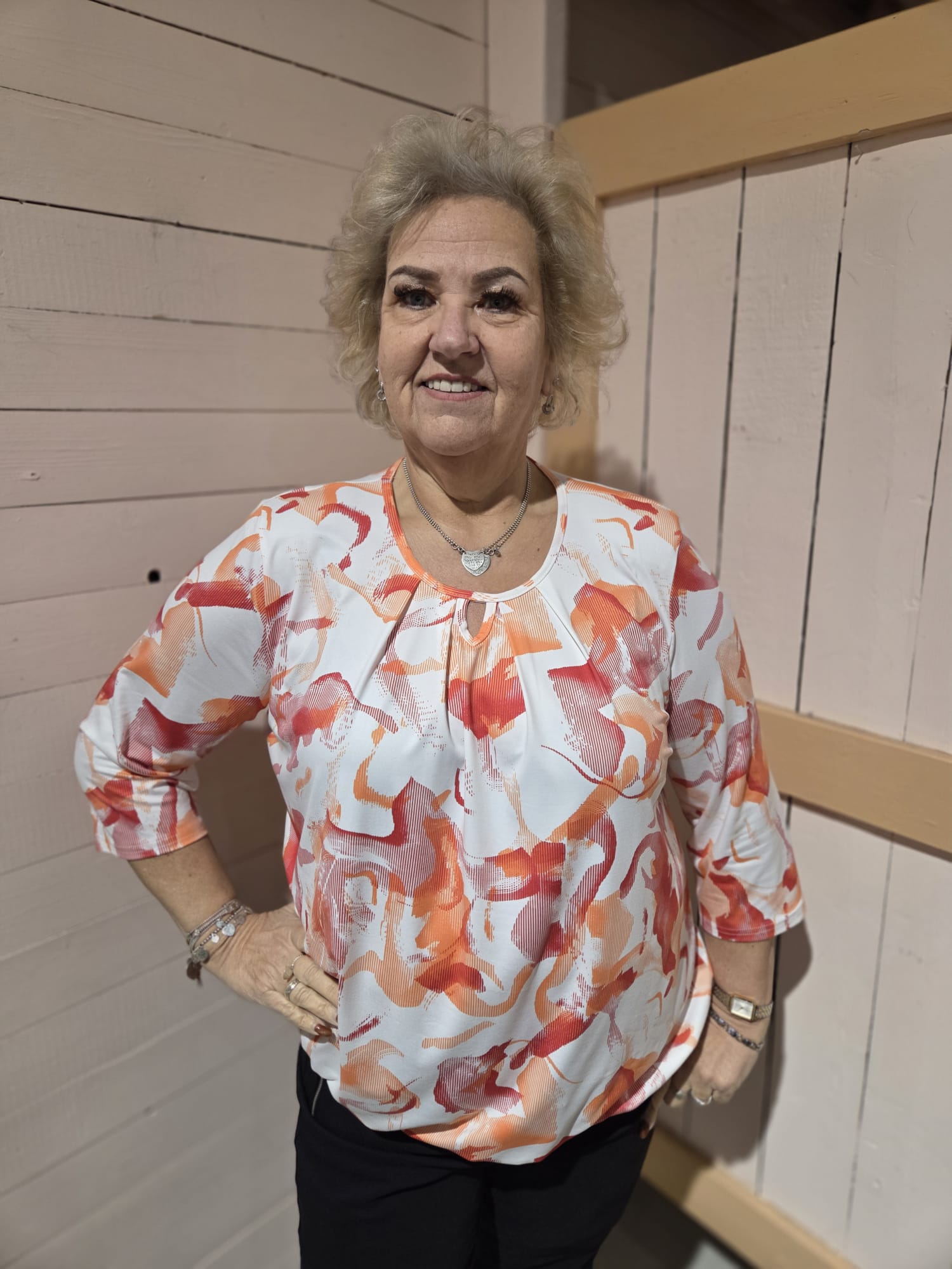 Blouson driekwart mouw met elastiek - Rood Yvonne