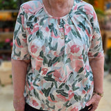 Blouson korte mouw met elastiek - Groen Elva