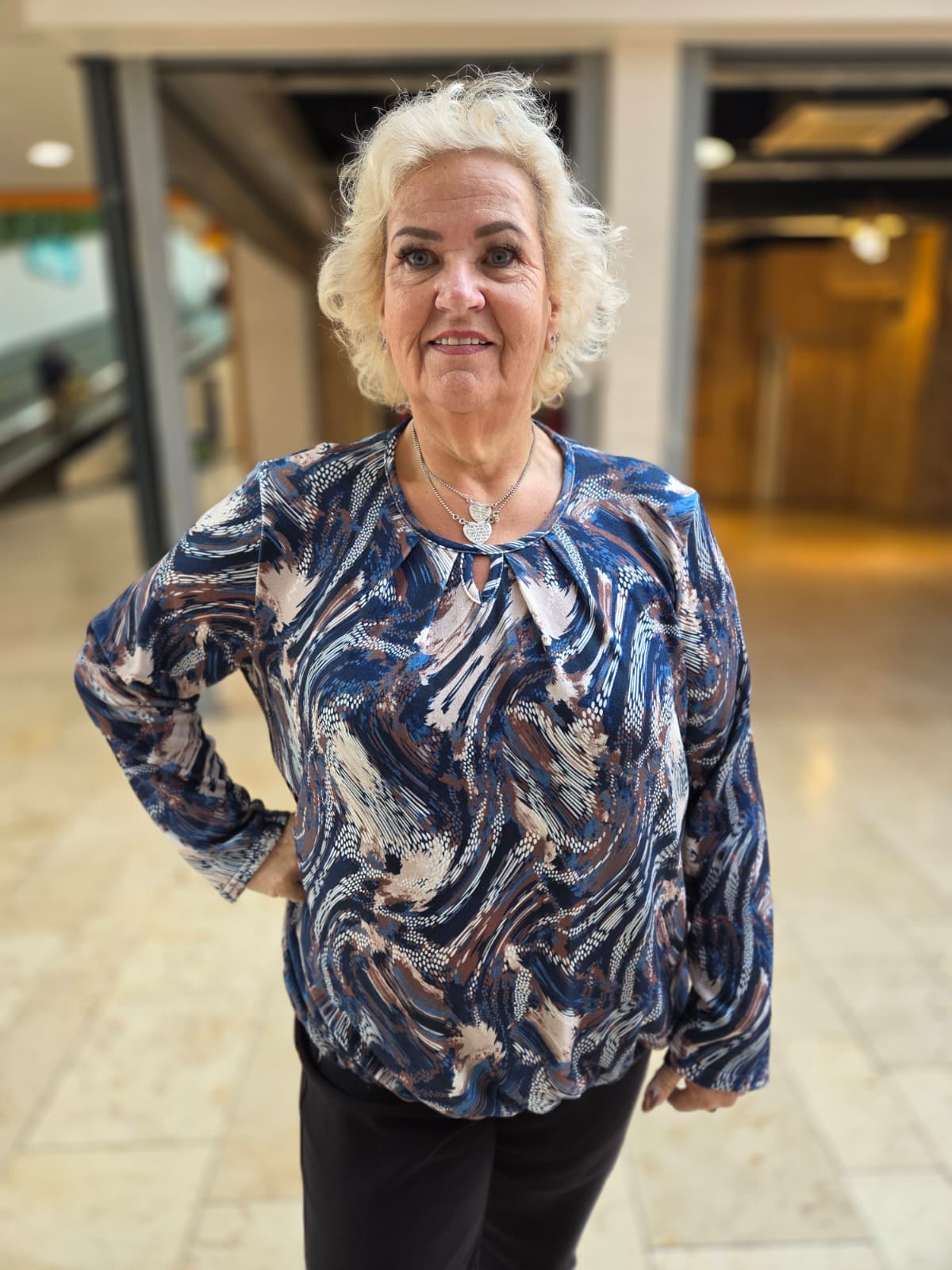 Blouson lange mouw met elastiek - Donkerblauw Tess