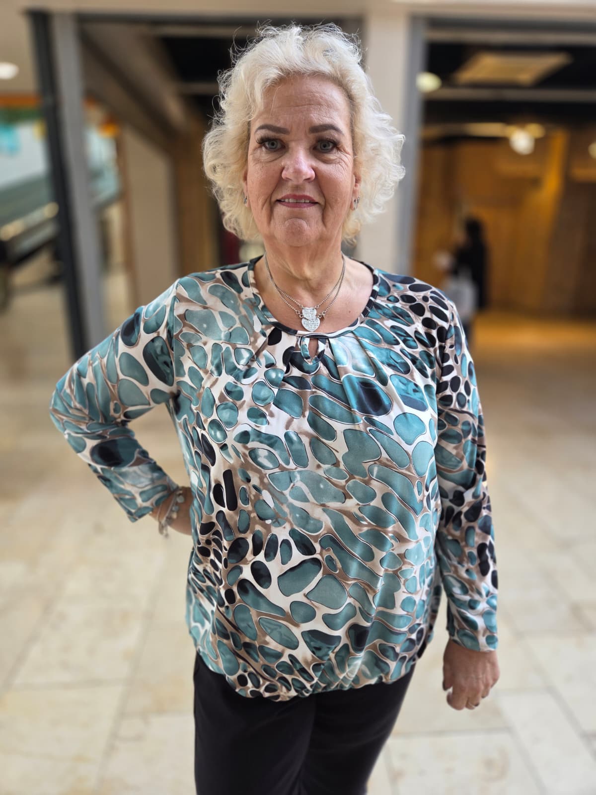 Blouson lange mouw met elastiek - Groen bruin Fara