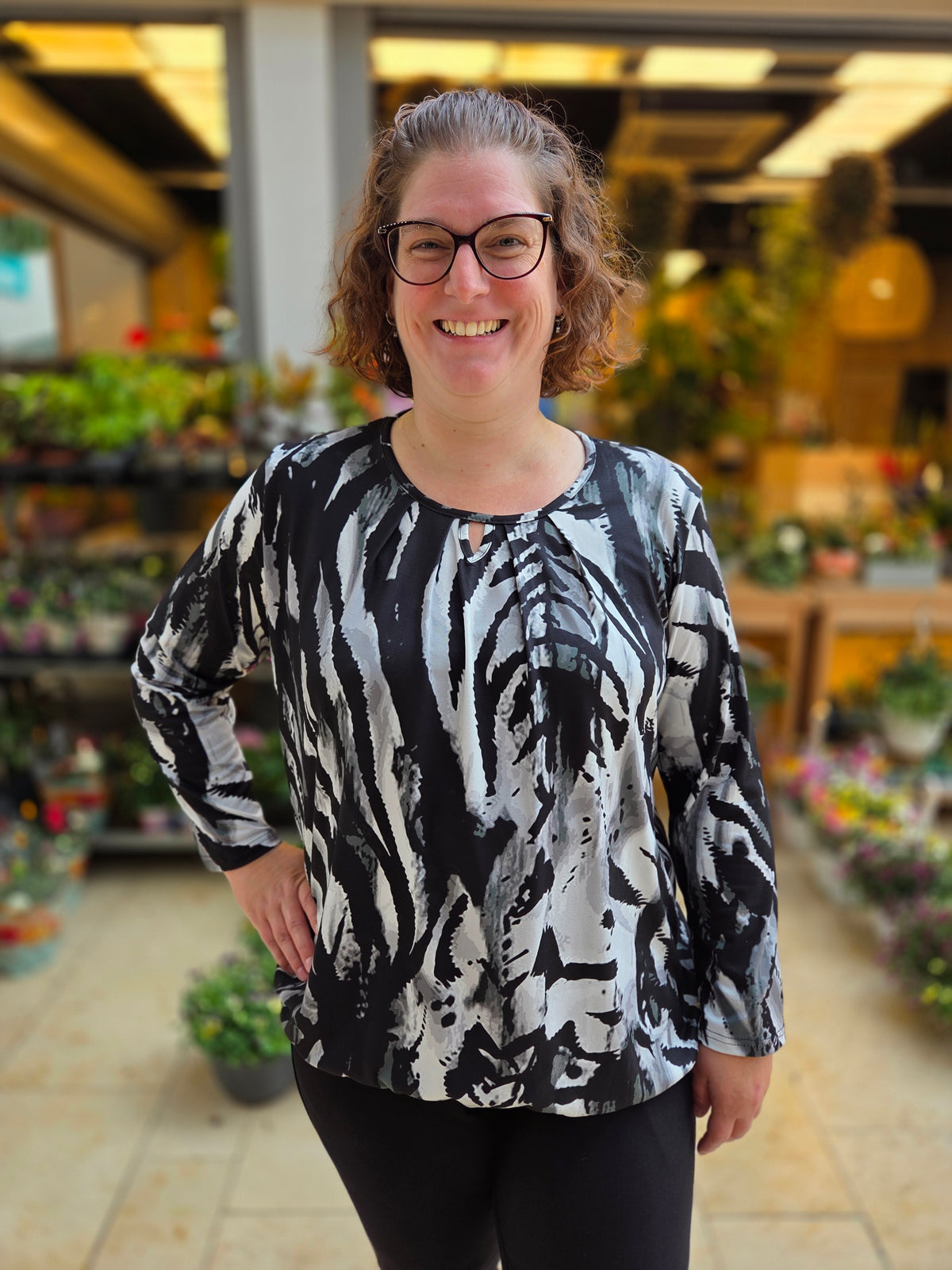 Blouson lange mouw met elastiek - Zwart wit Maud