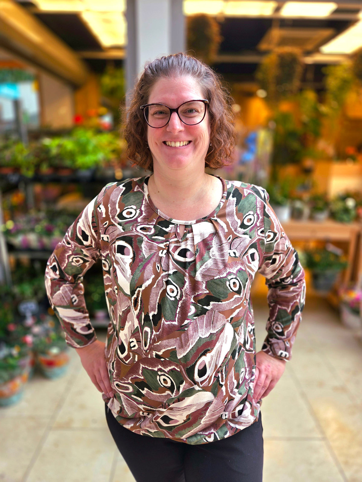 Blouson lange mouw met elastiek - Groen bruin Veerle