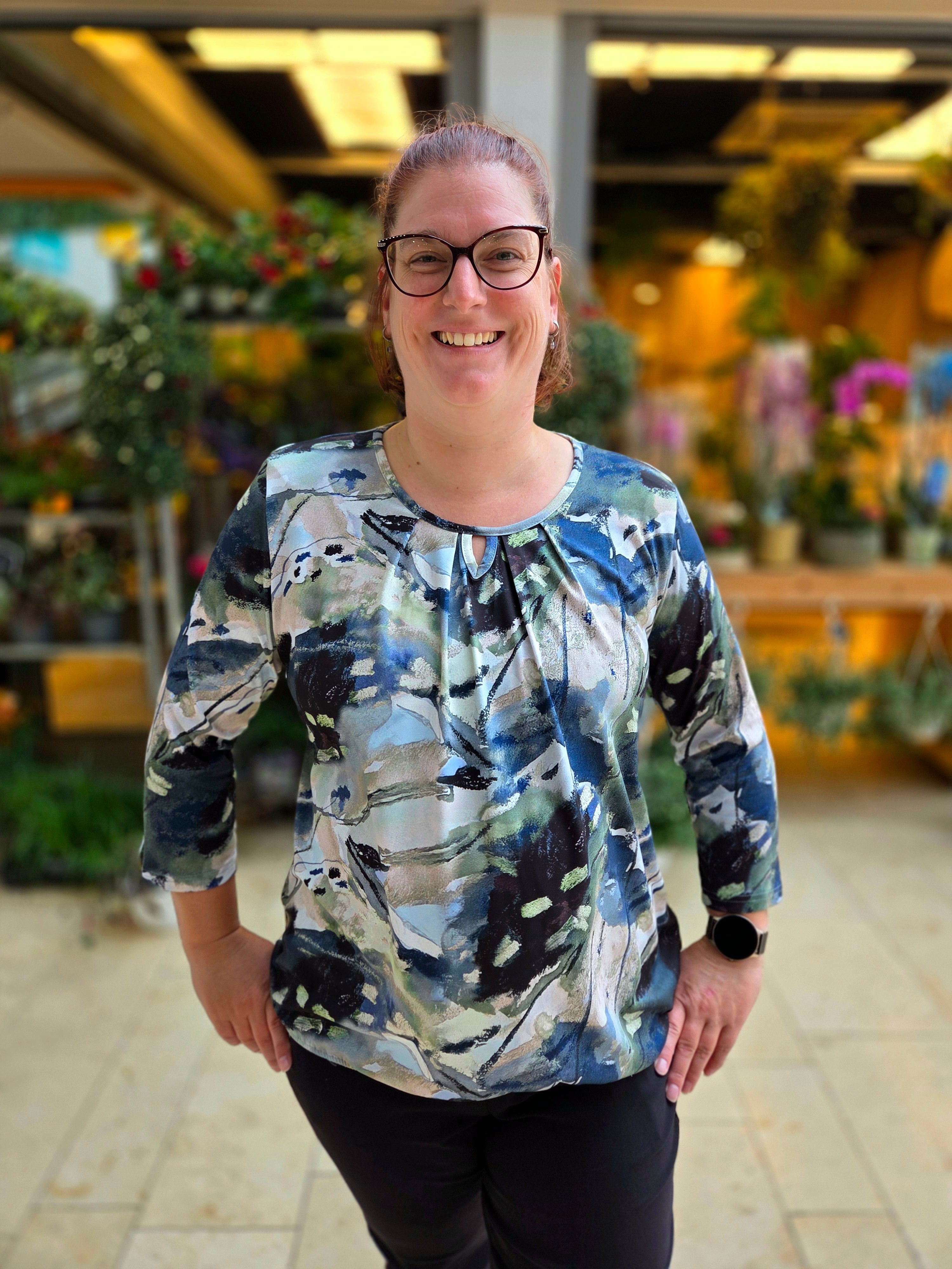 Blouson driekwart mouw met elastiek - Blauw groen Britt