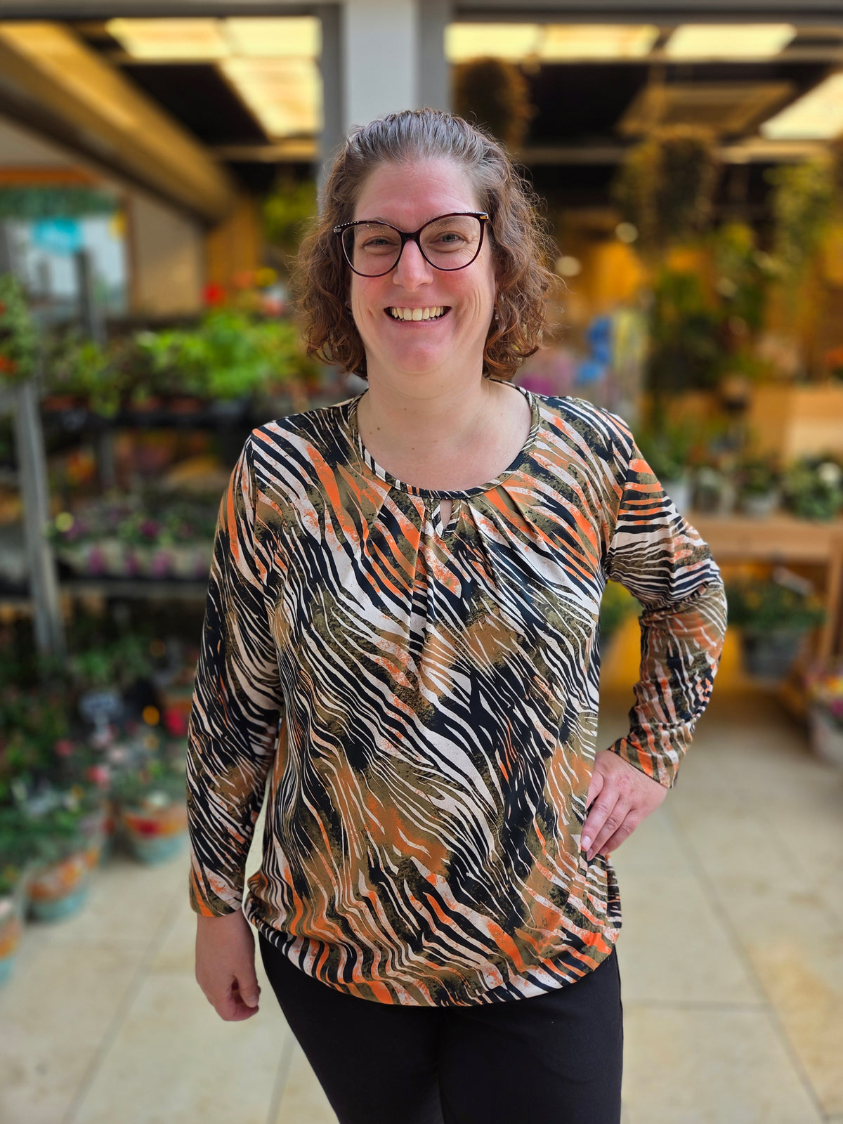 Blouson lange mouw met elastiek - Groen zwart Marie