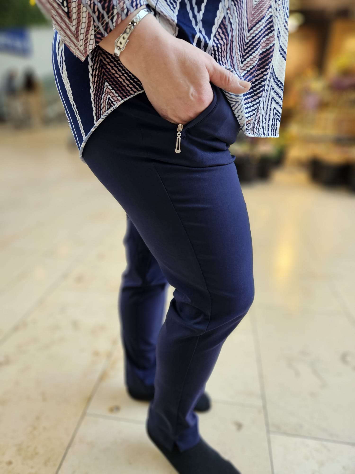 ALICA Pantalon stretch zomer- Donkerblauw