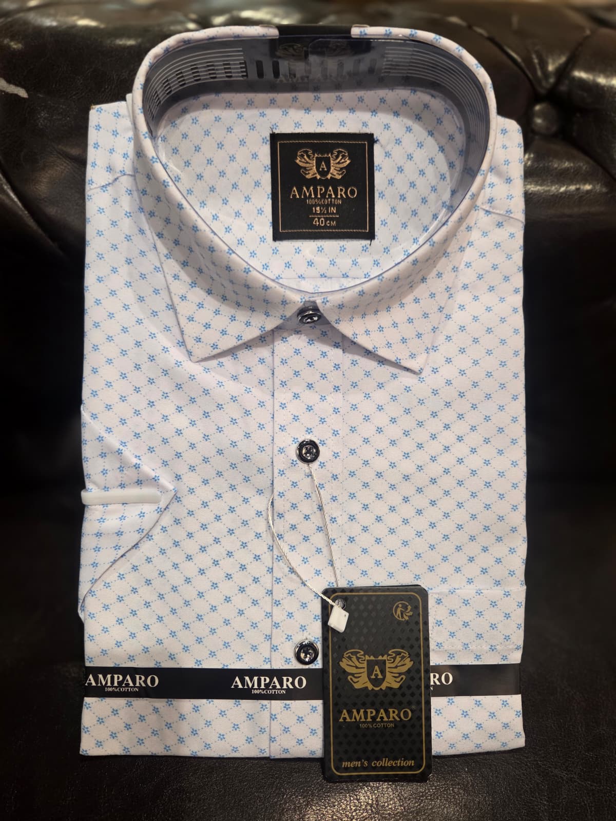 Amparo overhemd korte mouw - Blauw wit Costa