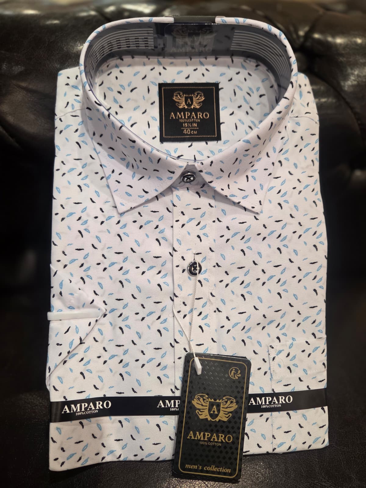 Amparo overhemd korte mouw - Blauw wit Kaapstad