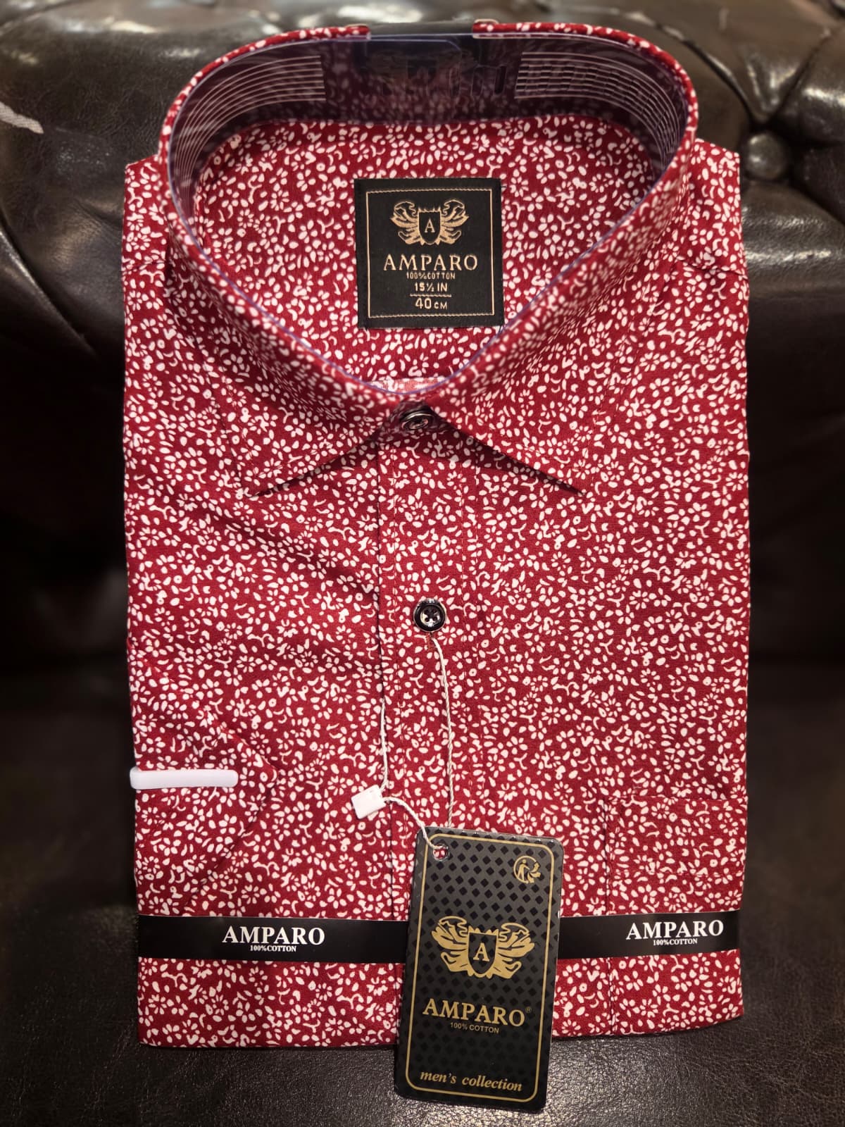 Amparo overhemd korte mouw - Rood wit bloem