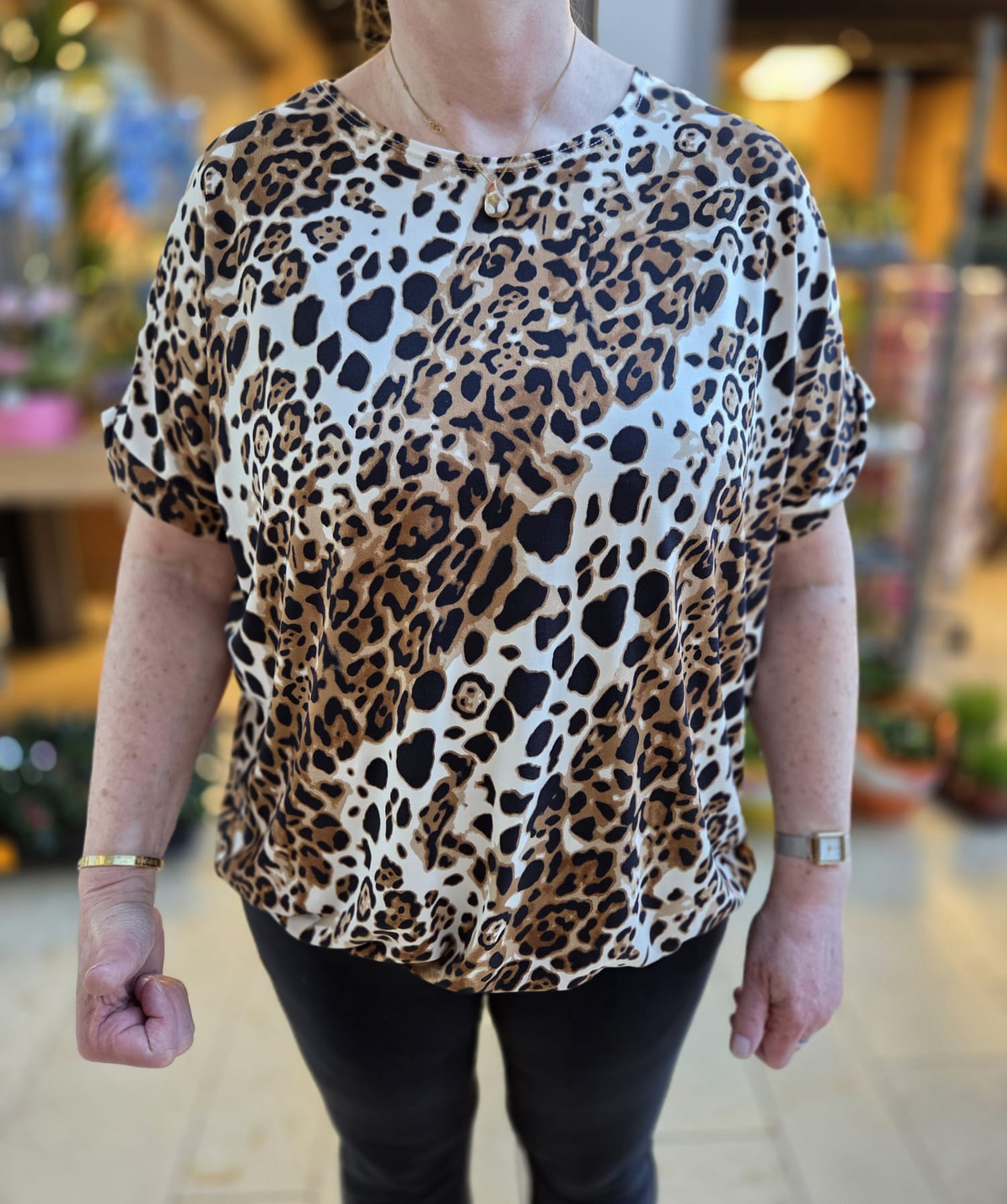 Ballon top met elastiek - Panter