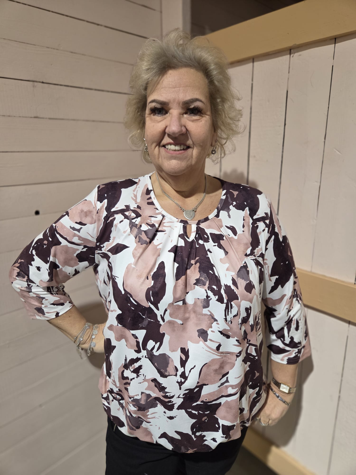 Blouson driekwart mouw met elastiek - Beige Elize