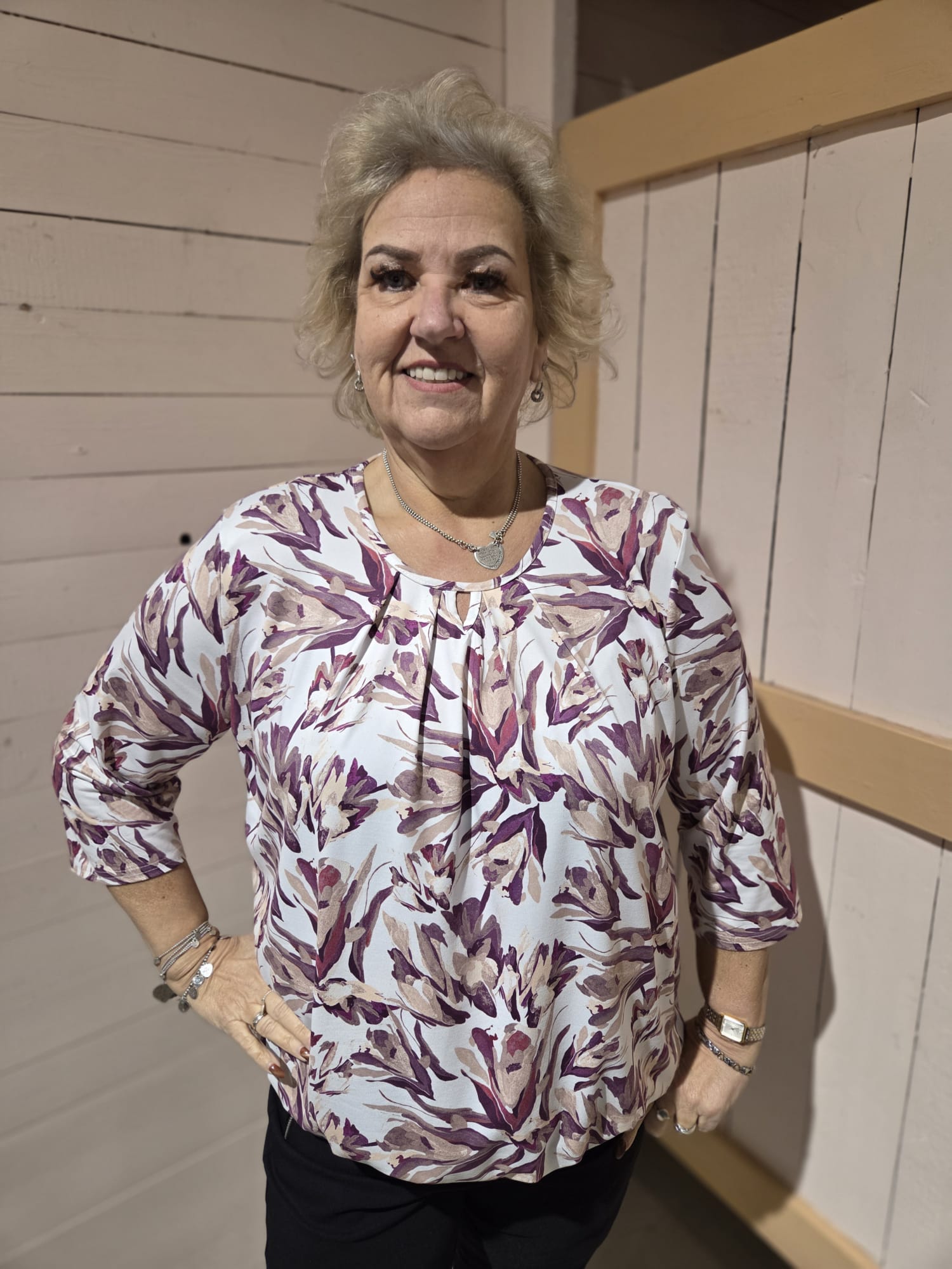 Blouson driekwart mouw met elastiek - Beige Ilona