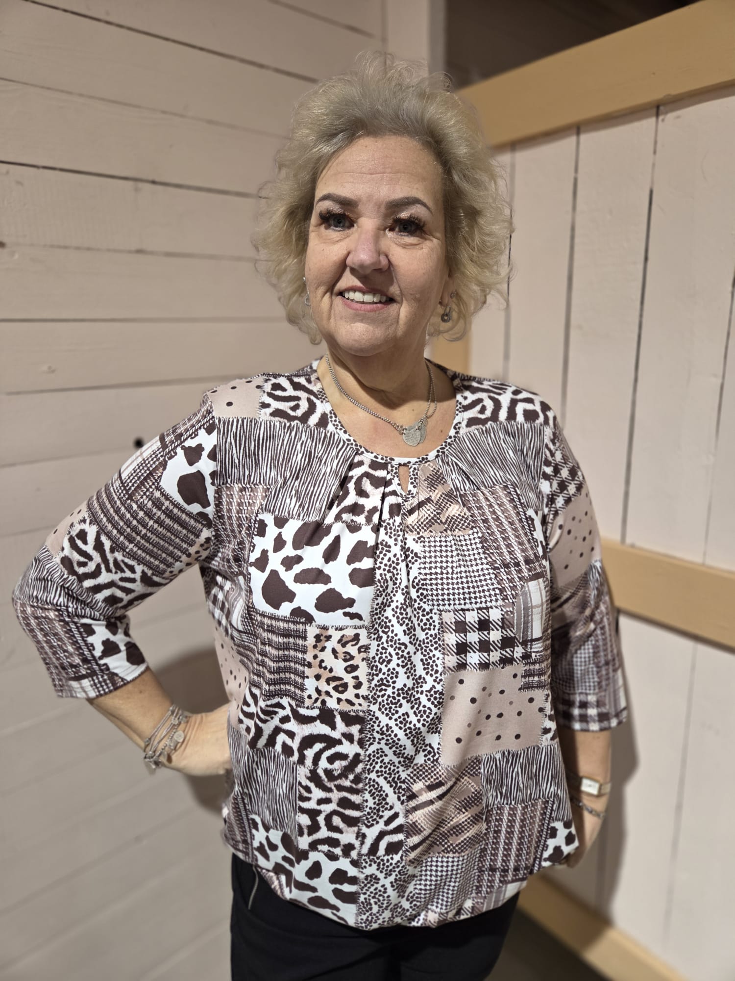 Blouson driekwart mouw met elastiek - Beige Kaapstad