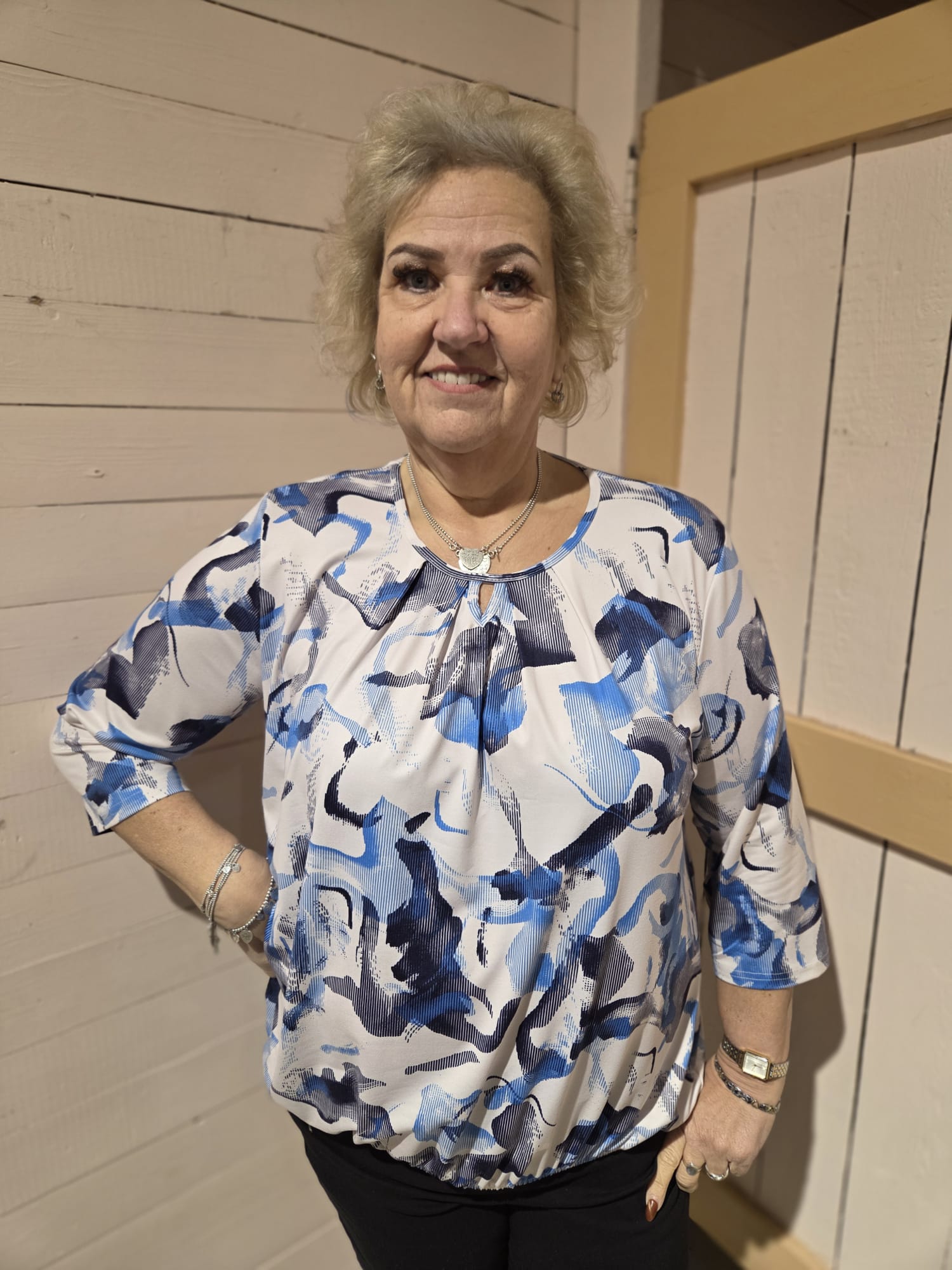 Blouson driekwart mouw met elastiek - Blauw Elize