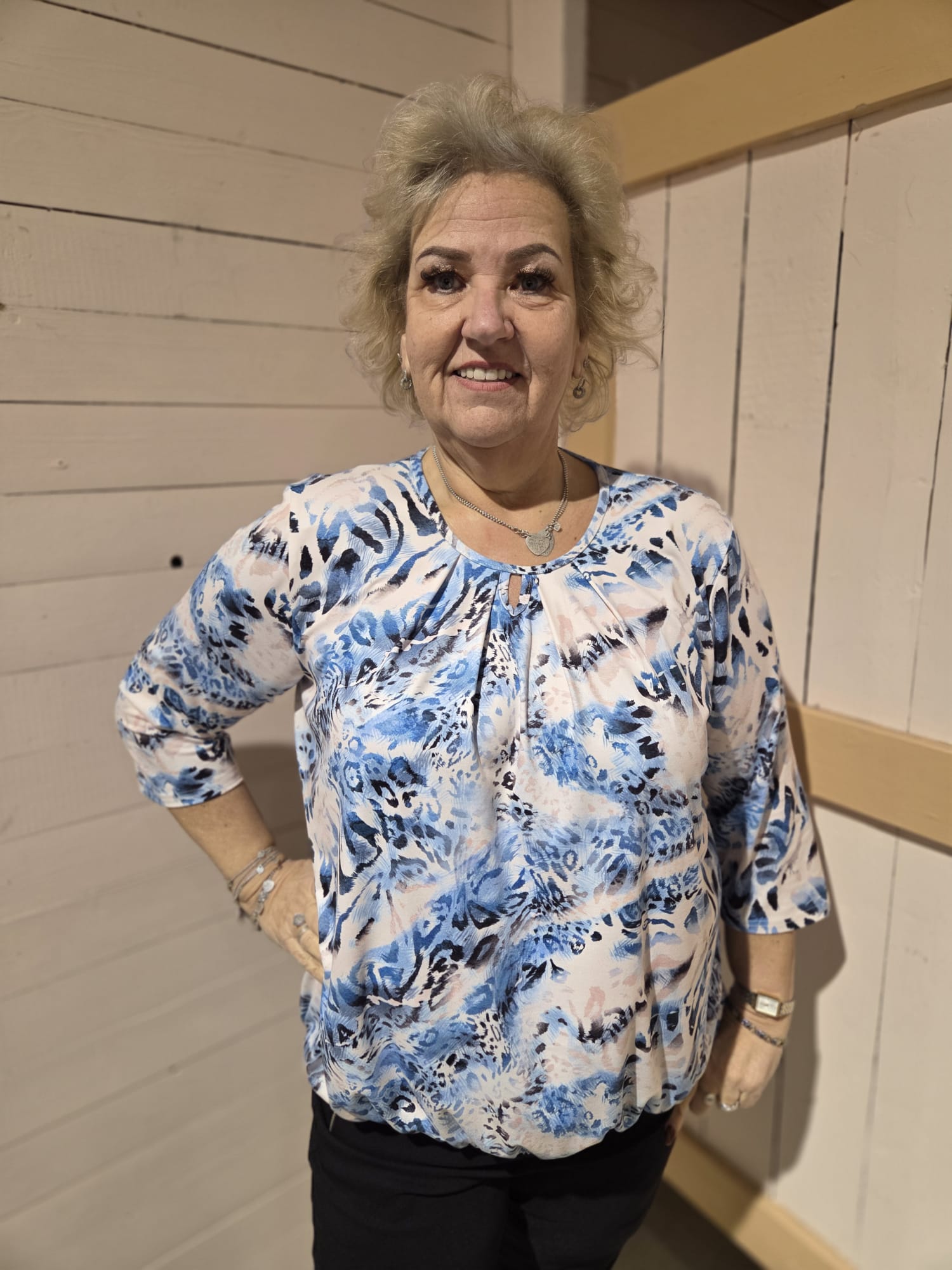 Blouson driekwart mouw met elastiek - Blauw Panter