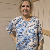 Blouson driekwart mouw met elastiek - Blauw Panter