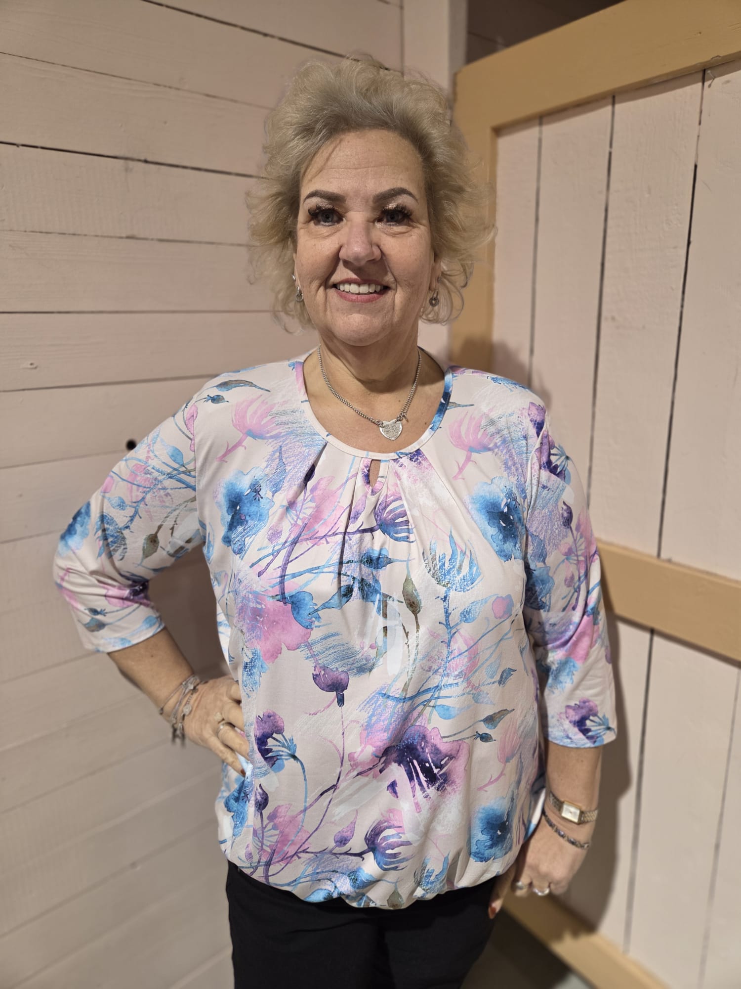 Blouson driekwart mouw met elastiek - Lila Fleur