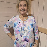 Blouson driekwart mouw met elastiek - Lila Fleur