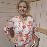 Blouson driekwart mouw met elastiek - Rood Yvonne