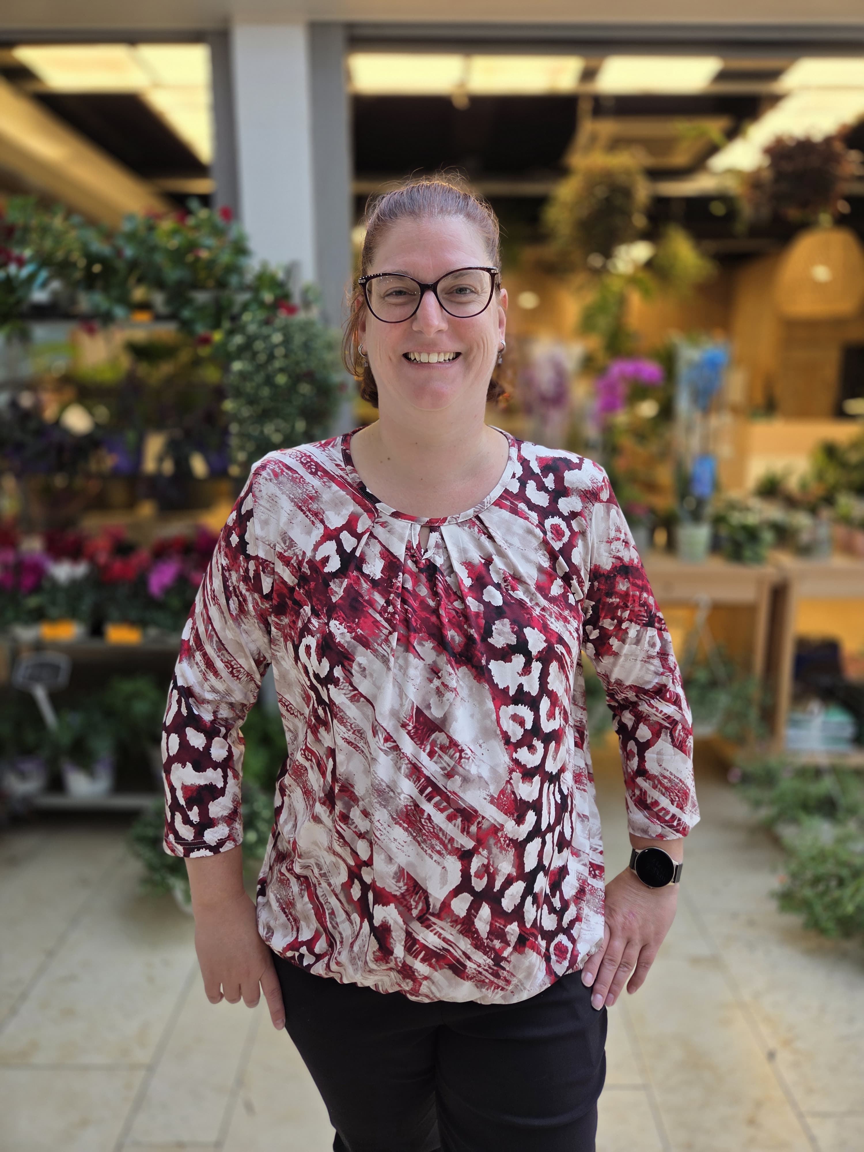 Dames blouson driekwart mouw met elastiek – Rood wit Femke