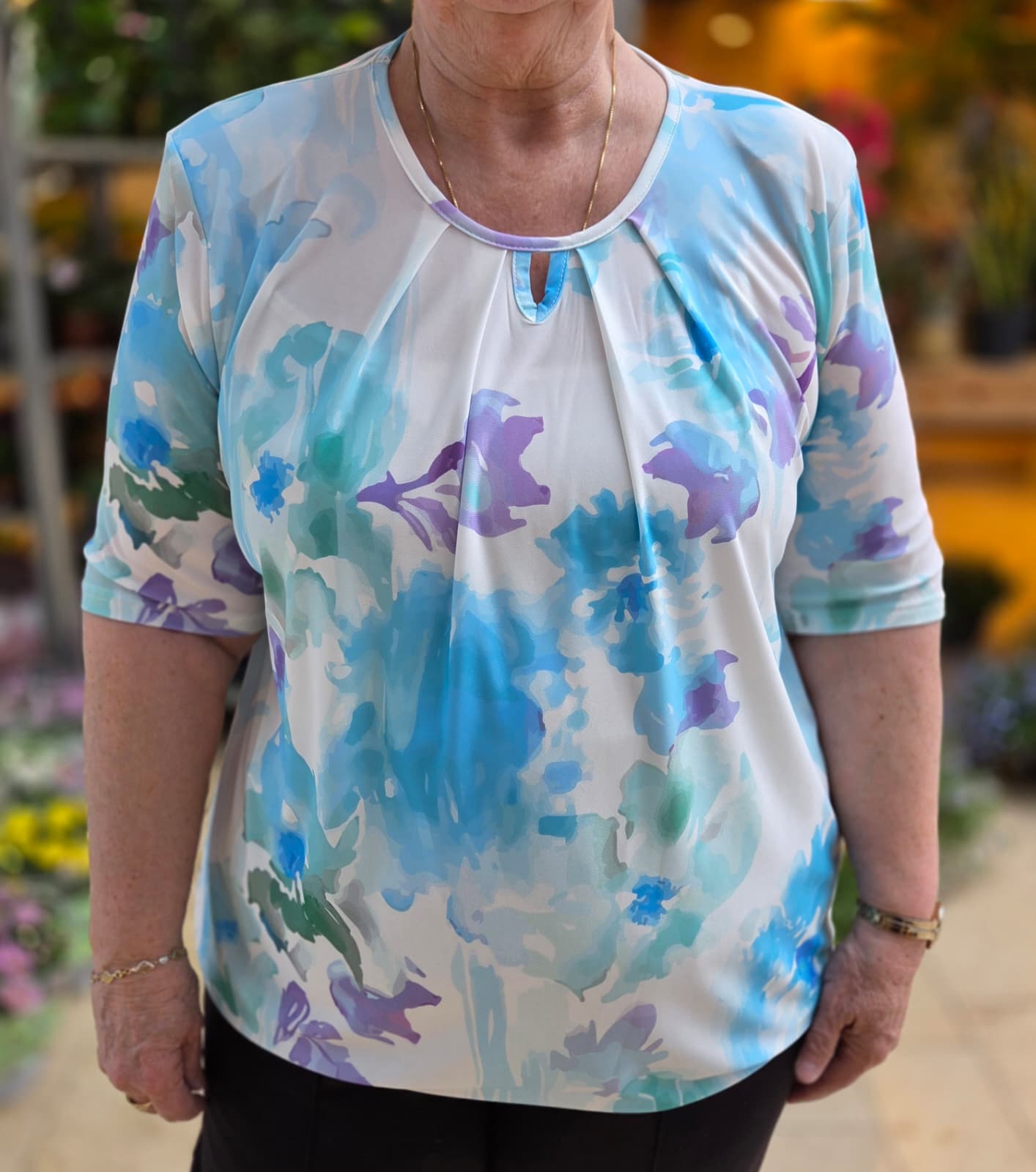 Blouson korte mouw met elastiek - Blauw Maren