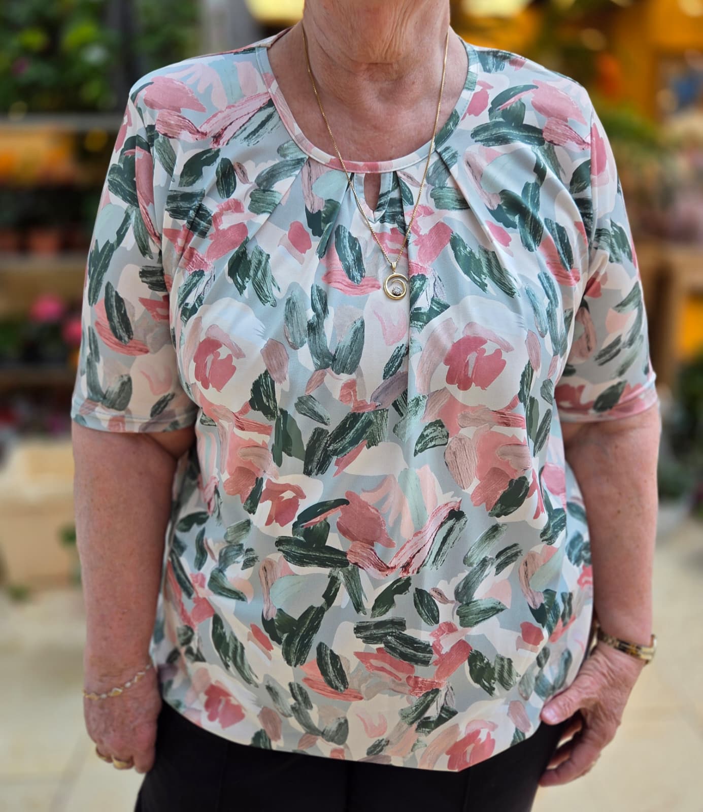 Blouson korte mouw met elastiek - Groen Elva