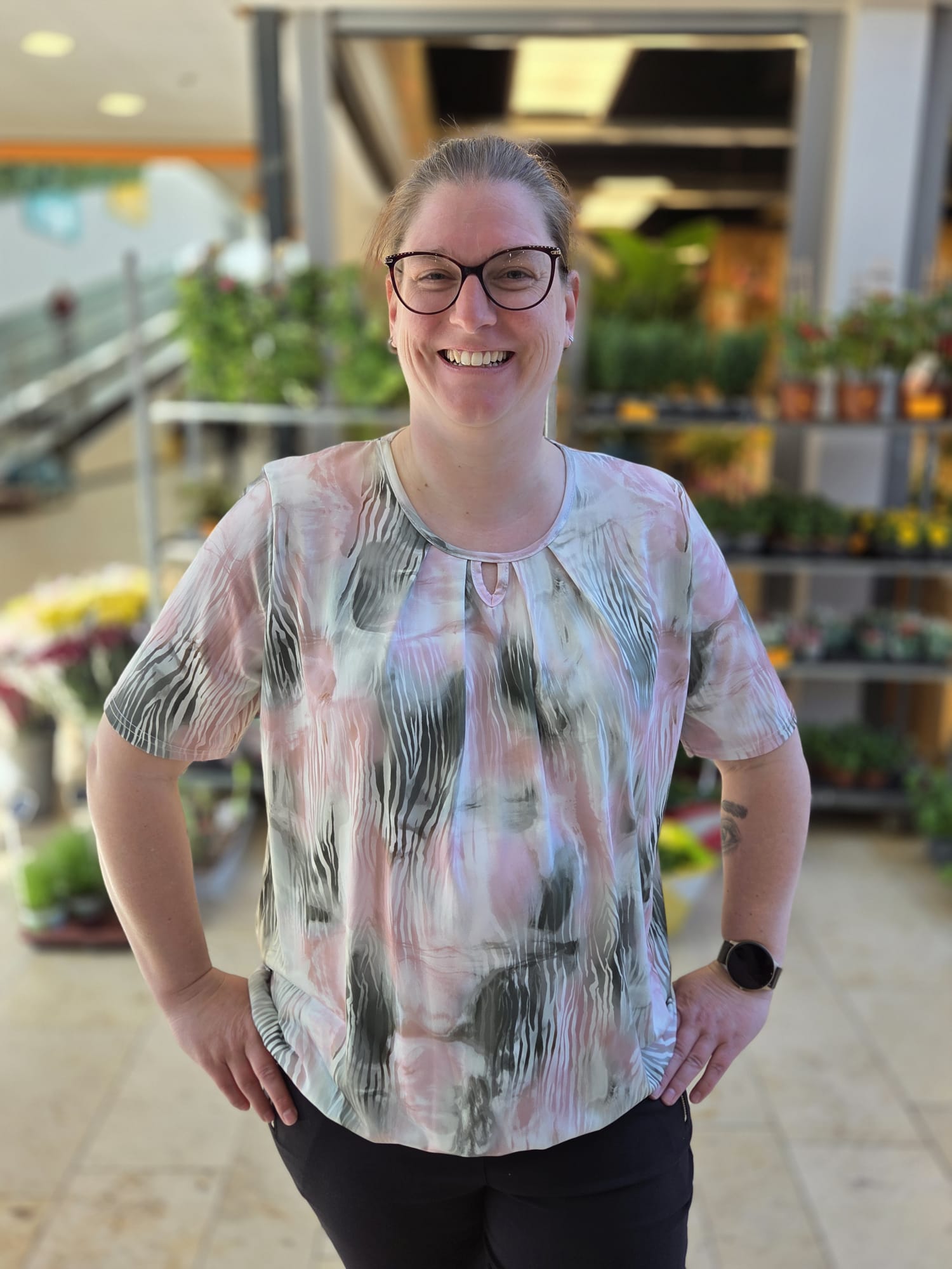 Blouson korte mouw met elastiek - Groen roze Elin