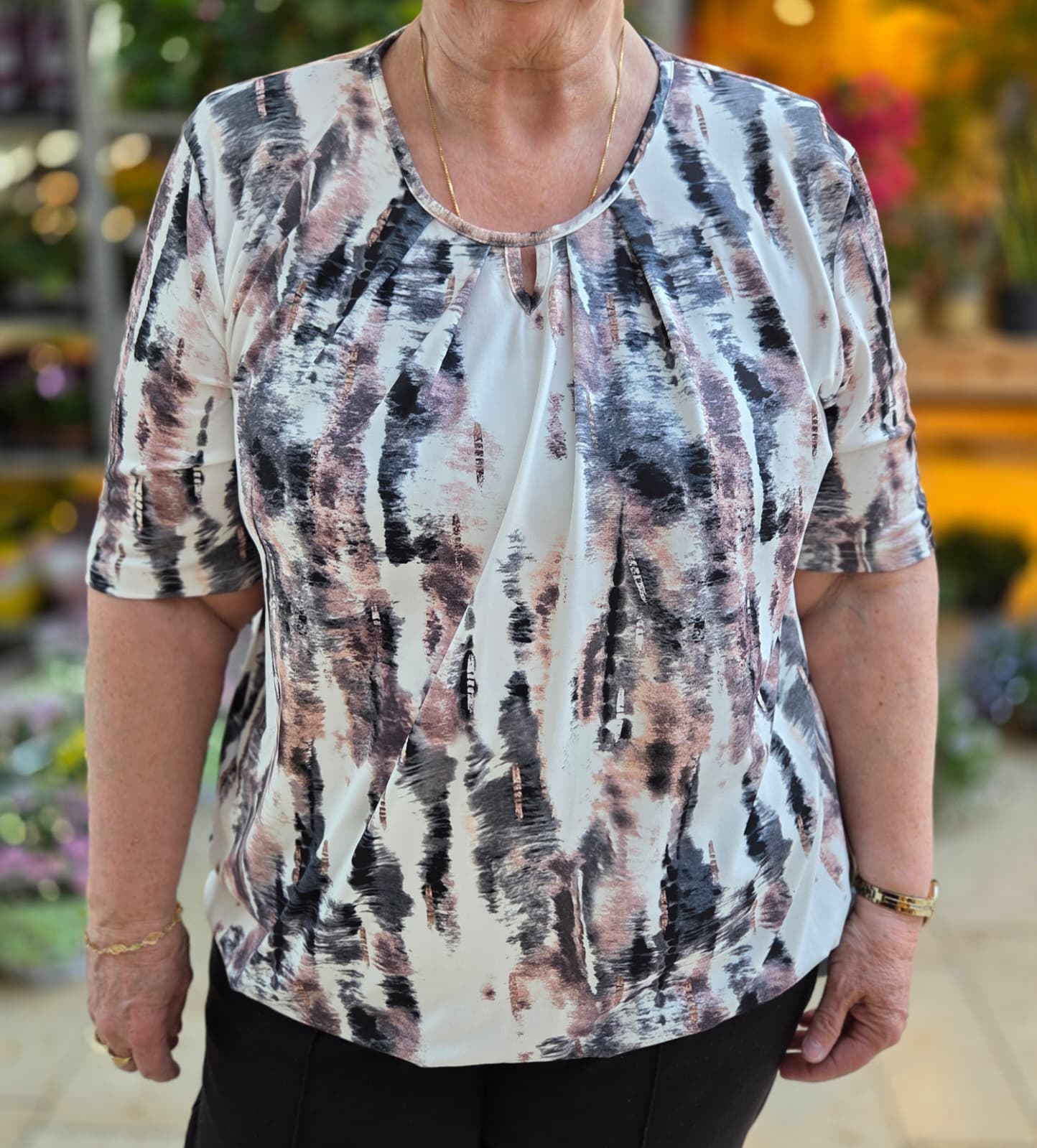 Blouson korte mouw met elastiek - Zwart wit Cella