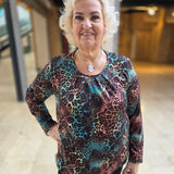 Blouson lange mouw met elastiek - Groen bruin Amy