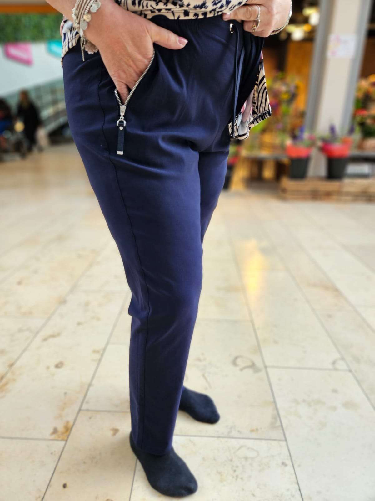 ALICA Pantalon stretch met aantrekkoord - Donker blauw