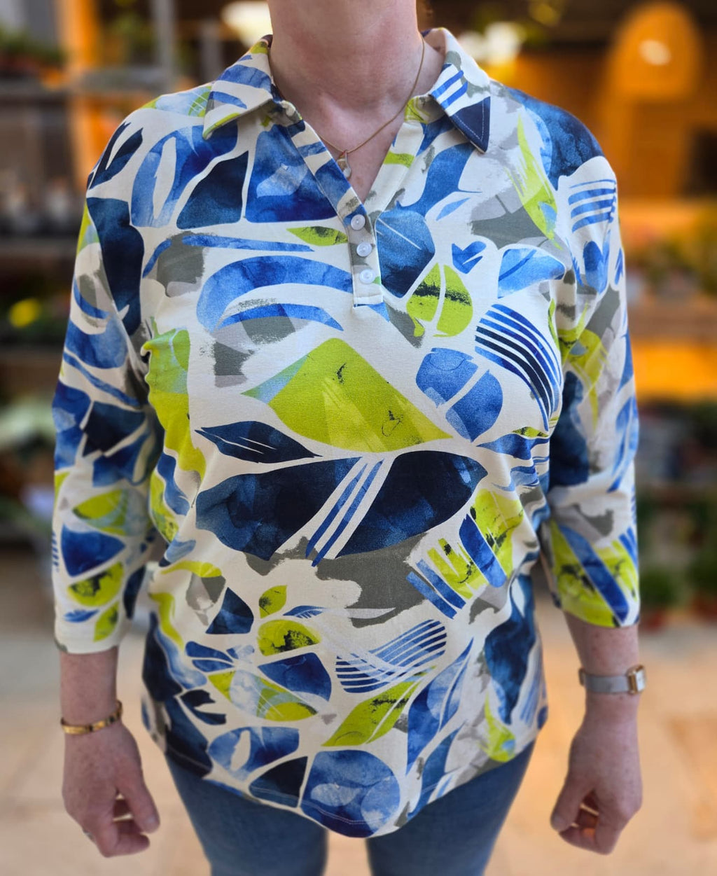 Marinello Polo driekwartmouw - Blauw Sofie