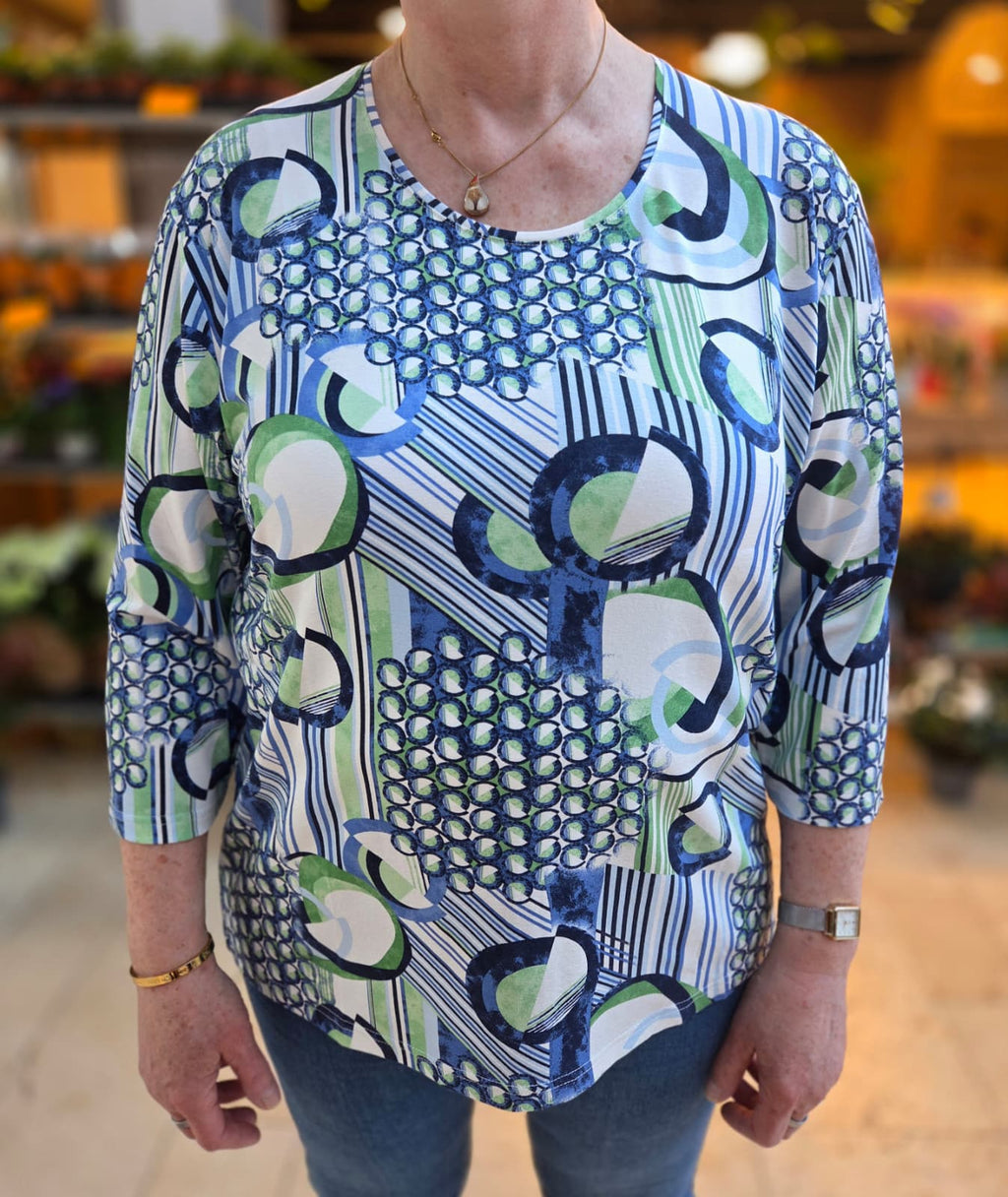 Marinello Shirt driekwartmouw - Jeansblauw Iris