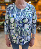 Marinello Shirt driekwartmouw - Jeansblauw Iris