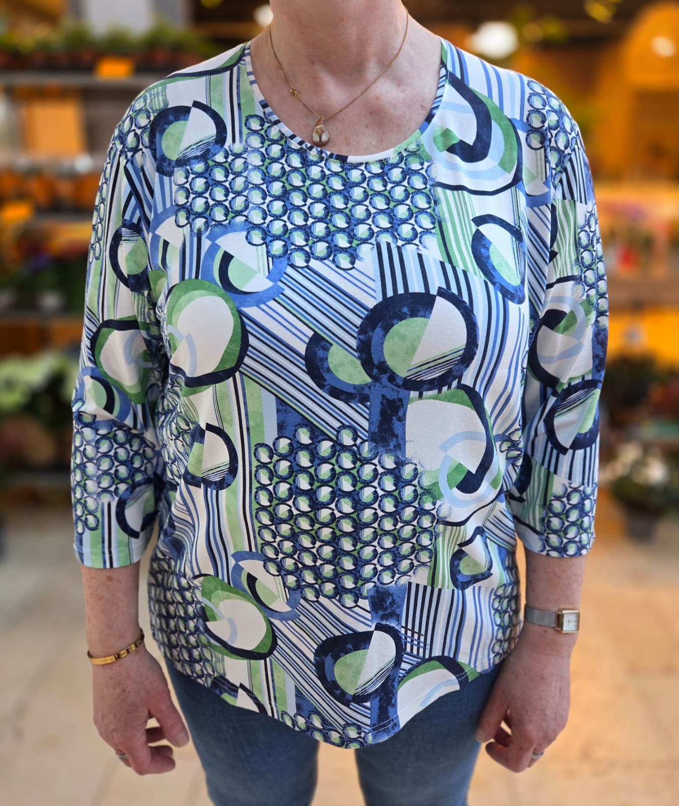 Marinello Shirt driekwartmouw - Jeansblauw Iris