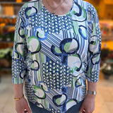 Marinello Shirt driekwartmouw - Jeansblauw Iris