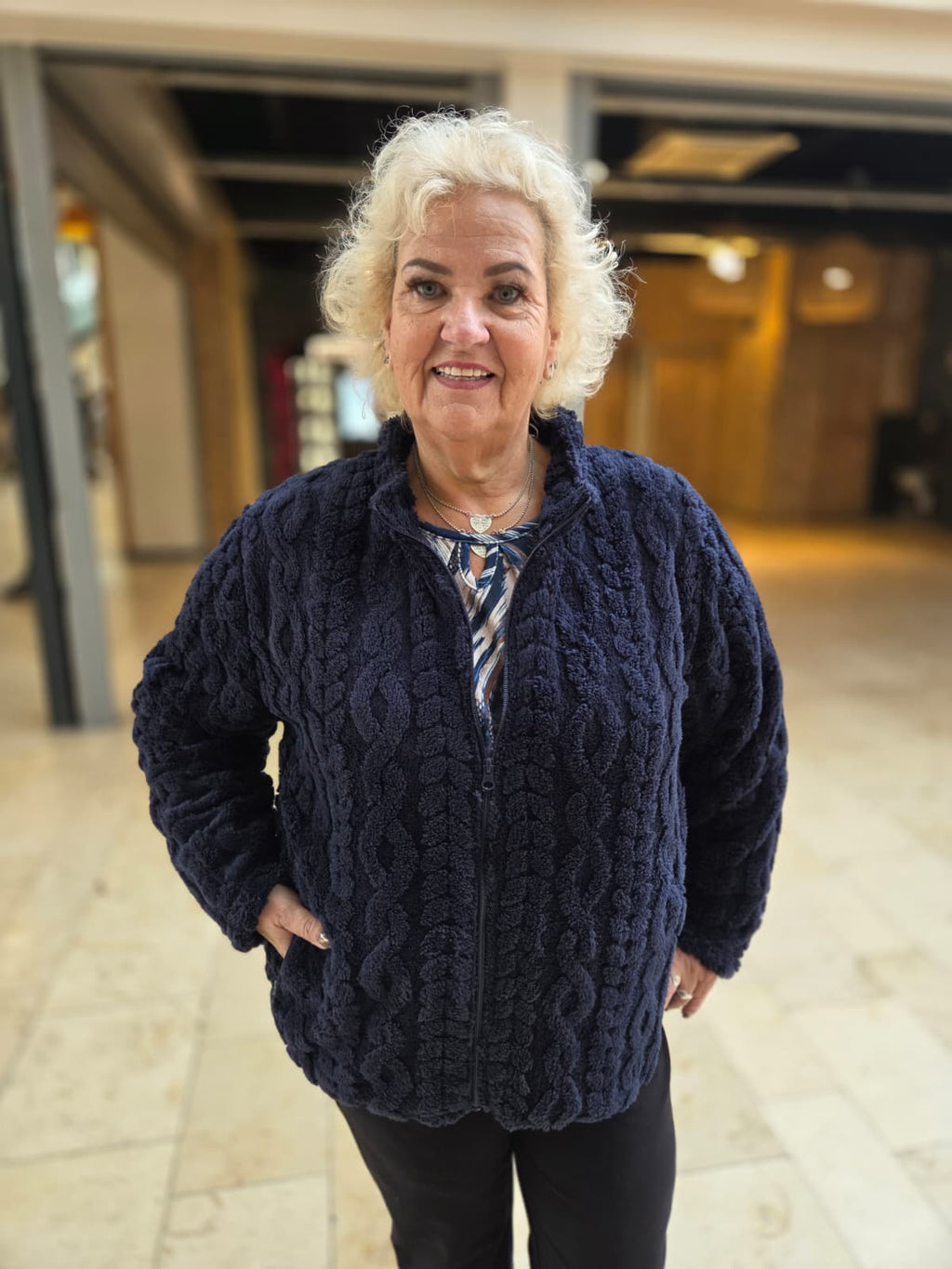 Teddy vest lange mouwen - Ritssluiting en zakken