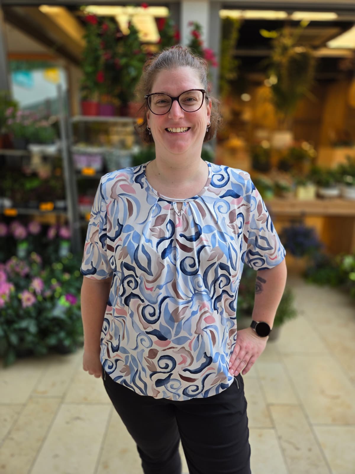 Blouson korte mouw met elastiek - Blauw Olena