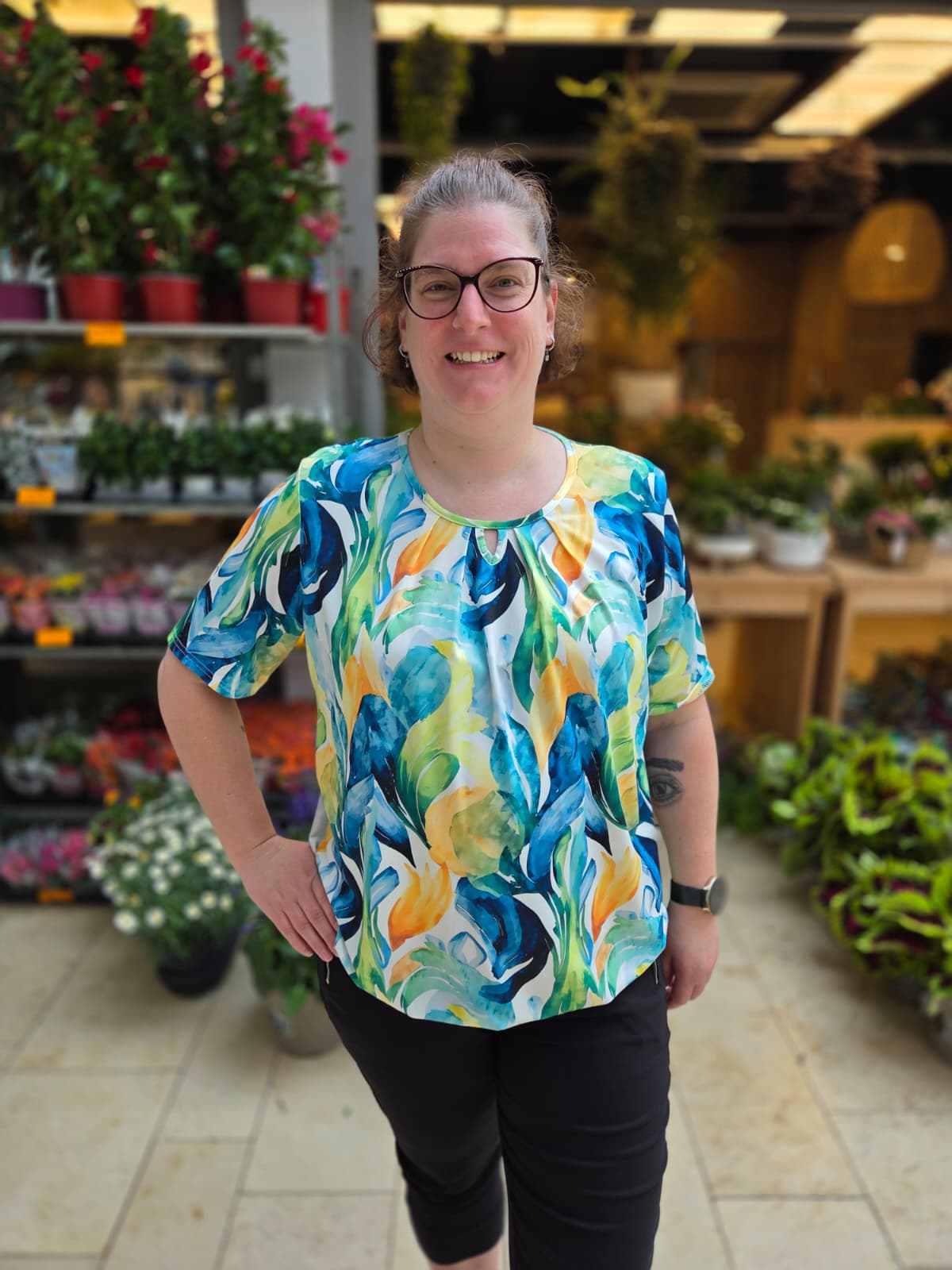 Blouson korte mouw met elastiek - Groen Esra