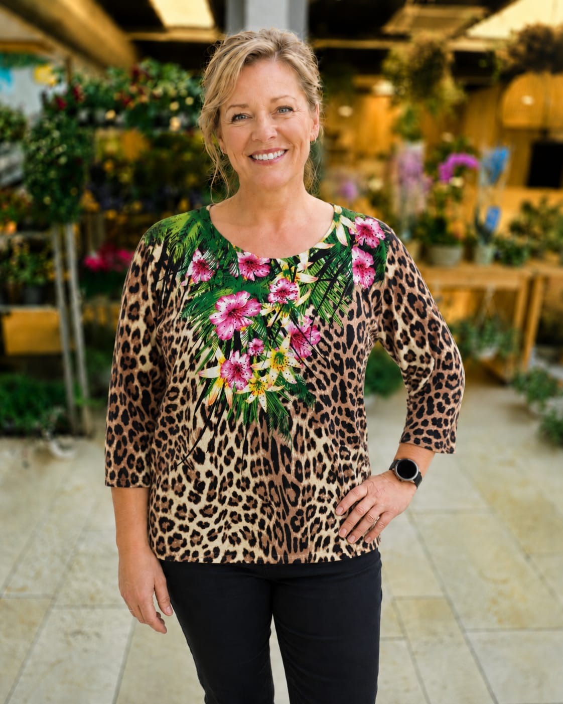 Trui driekwart mouw - Bloem fleur | 2 kleuren