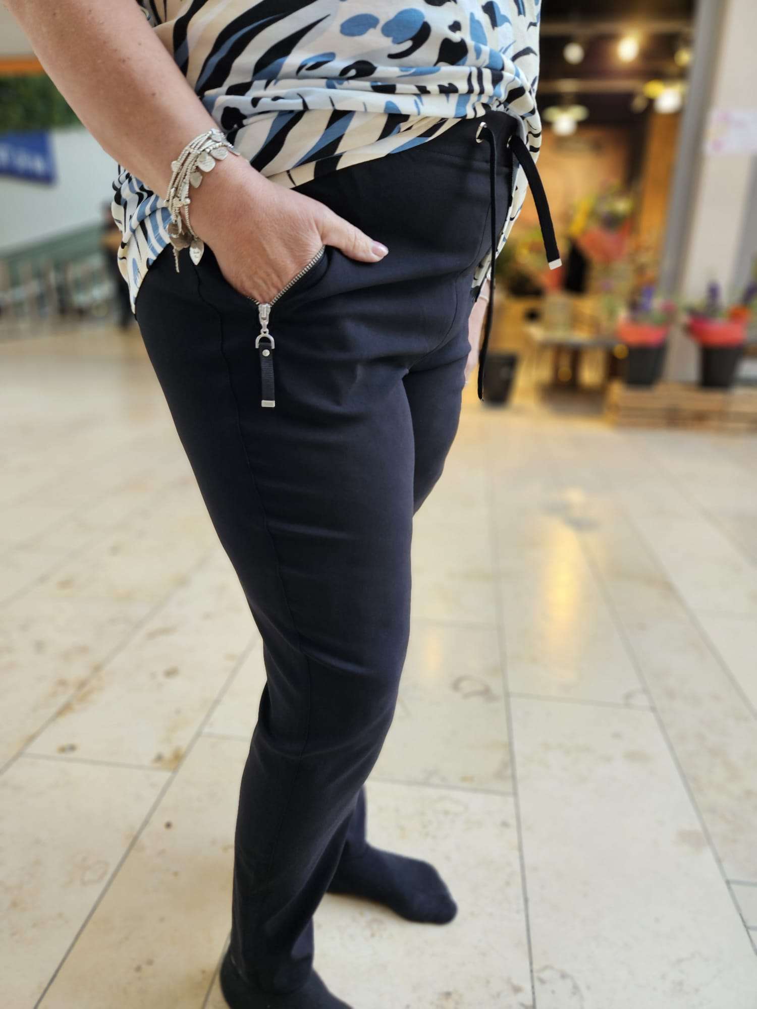 ALICA Pantalon stretch met aantrekkoord - Zwart