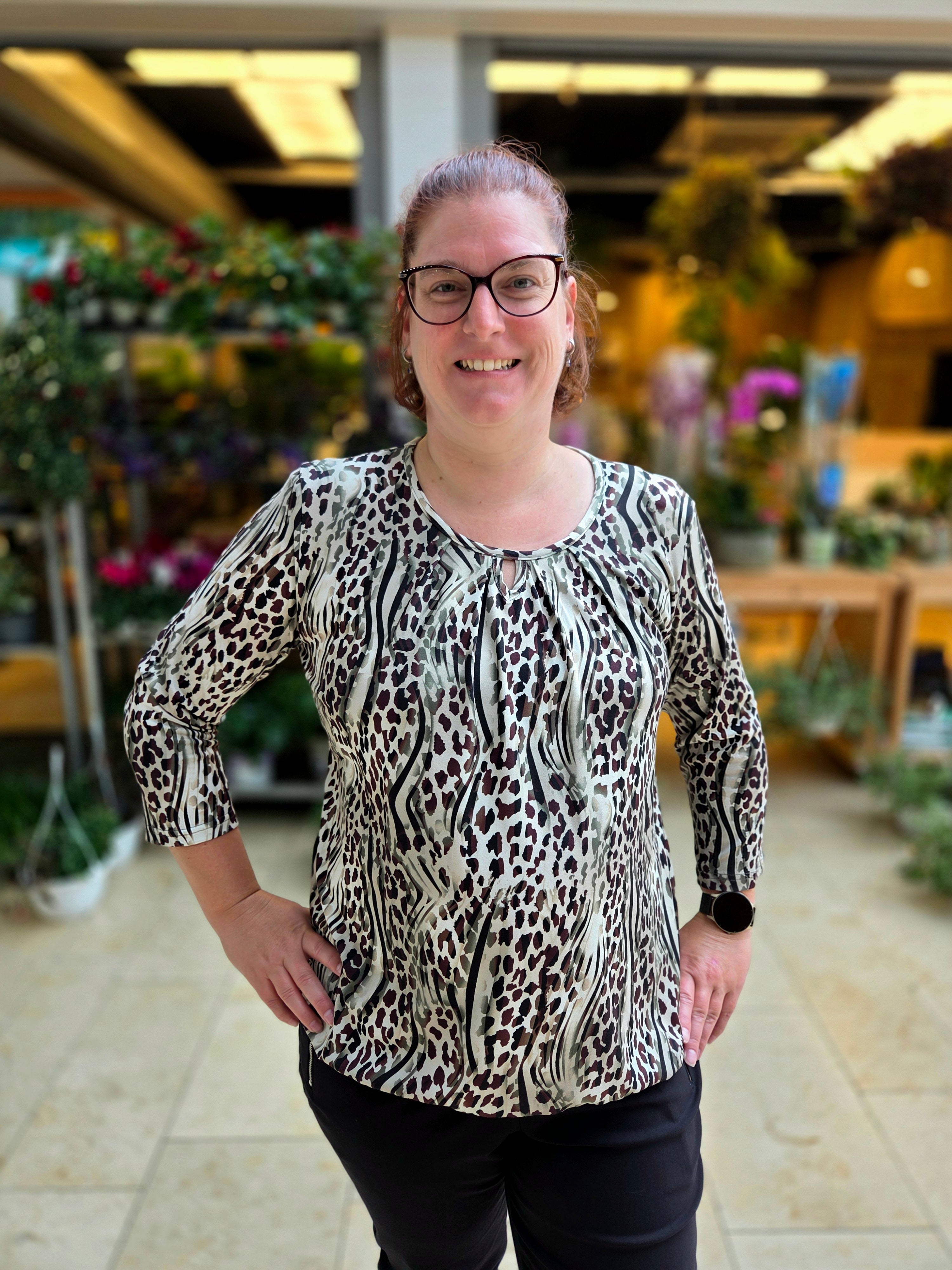 Blouson driekwart mouw met elastiek - Groen panter Silke